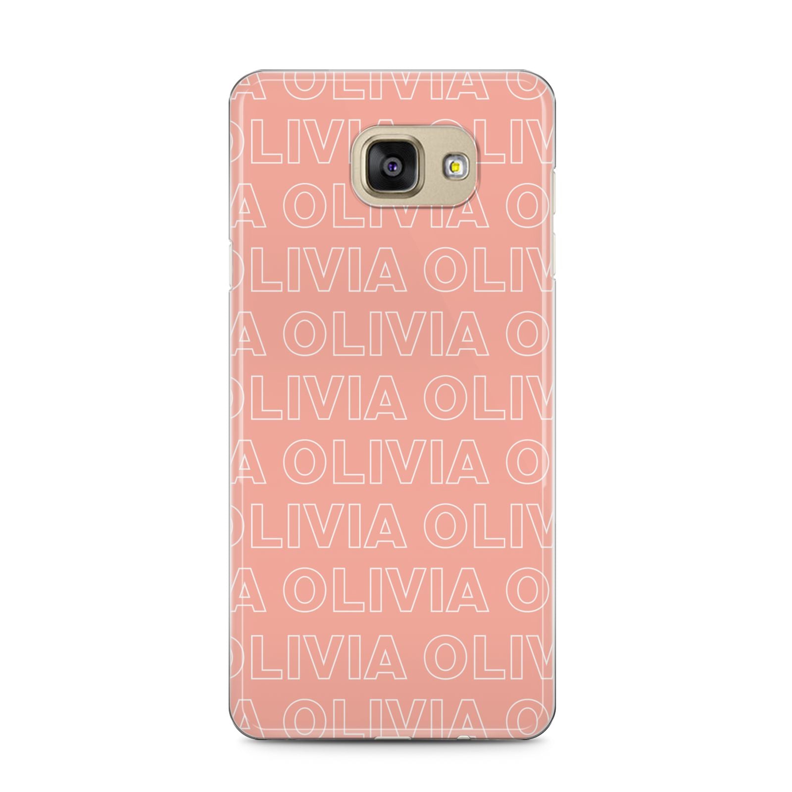 Personalised Peach Name Samsung Galaxy A5 2016 Case on gold phone