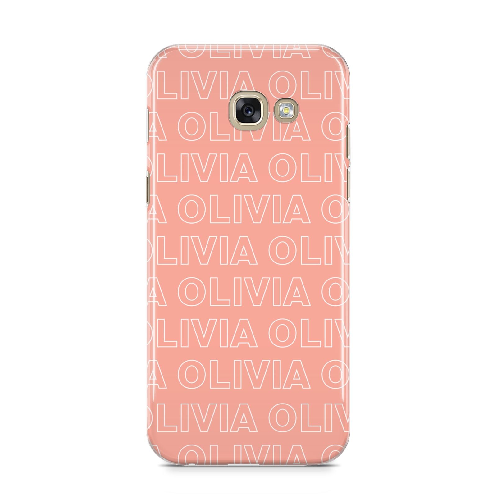 Personalised Peach Name Samsung Galaxy A5 2017 Case on gold phone