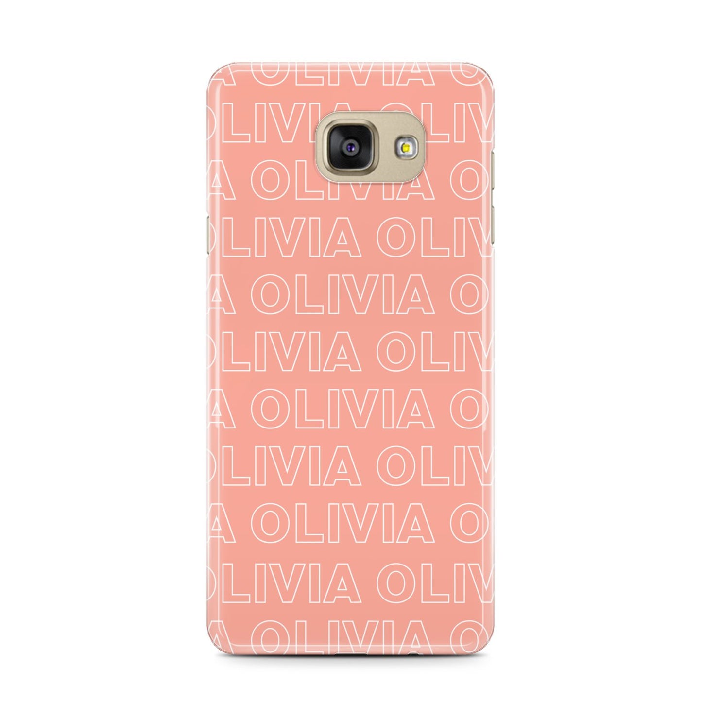 Personalised Peach Name Samsung Galaxy A7 2016 Case on gold phone