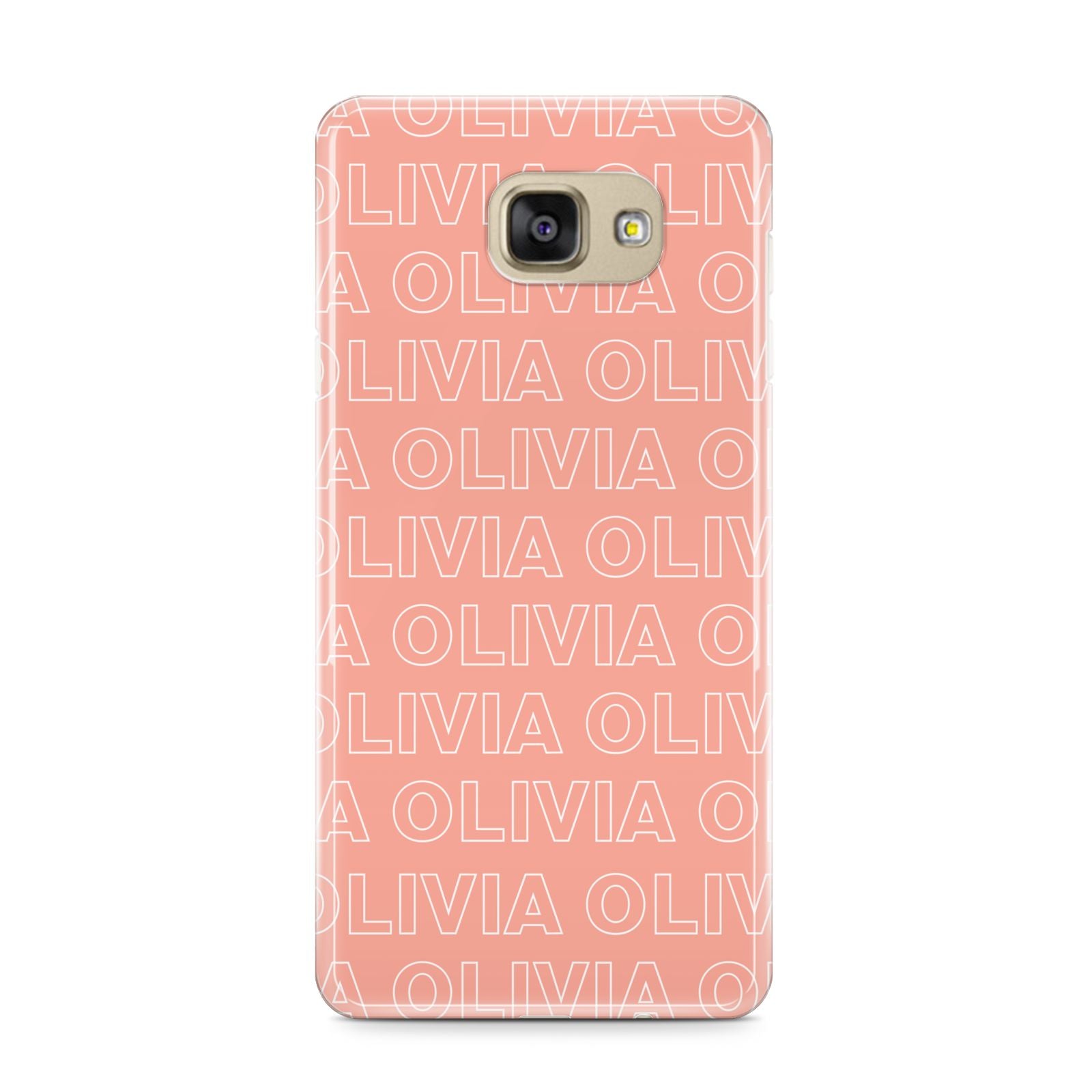 Personalised Peach Name Samsung Galaxy A9 2016 Case on gold phone