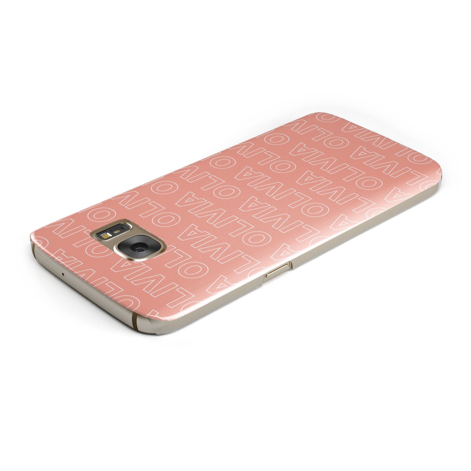 Personalised Peach Name Samsung Galaxy Case Top Cutout