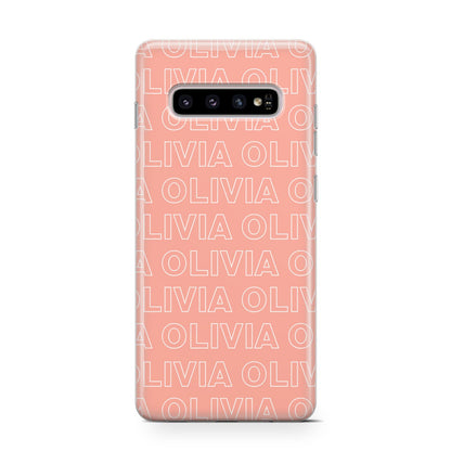 Personalised Peach Name Samsung Galaxy S10 Case
