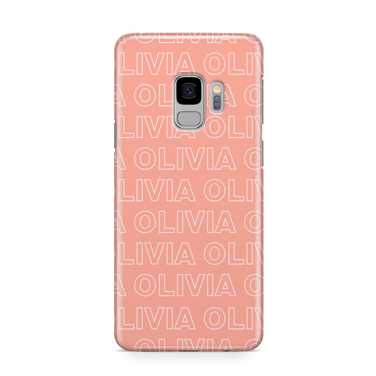 Personalised Peach Name Samsung Galaxy S9 Case
