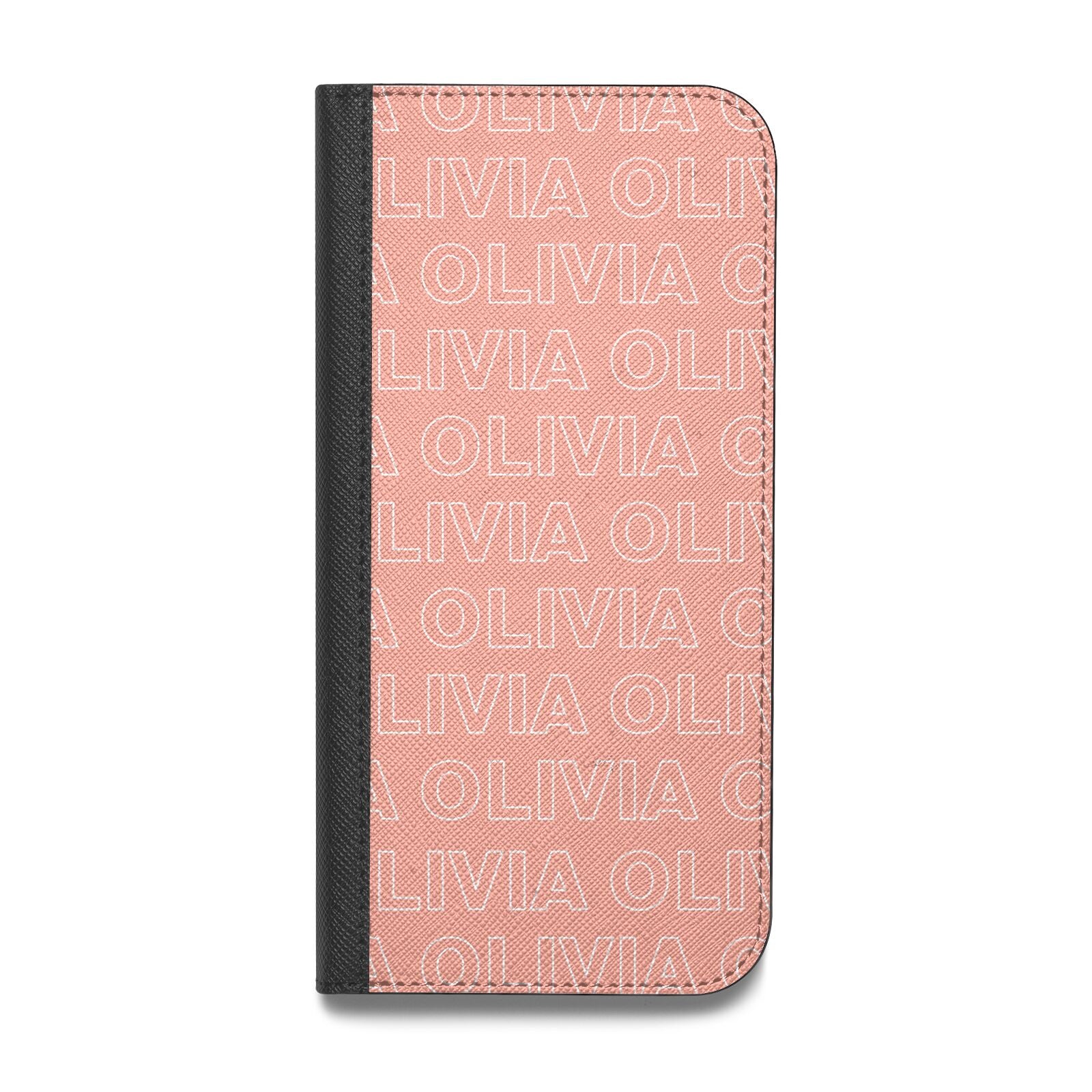 Personalised Peach Name Vegan Leather Flip Samsung Case