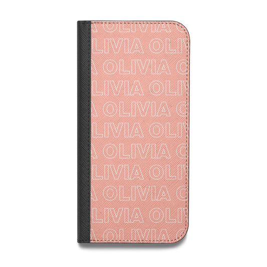 Personalised Peach Name Vegan Leather Flip Samsung Case