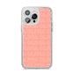 Personalised Peach Name iPhone 14 Pro Max Glitter Tough Case Silver