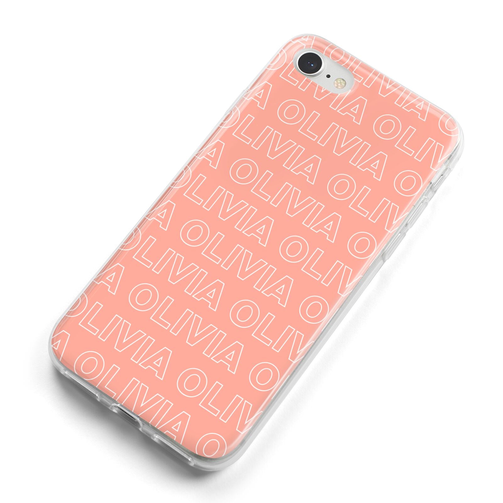Personalised Peach Name iPhone 8 Bumper Case on Silver iPhone Alternative Image