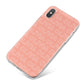 Personalised Peach Name iPhone X Bumper Case on Silver iPhone