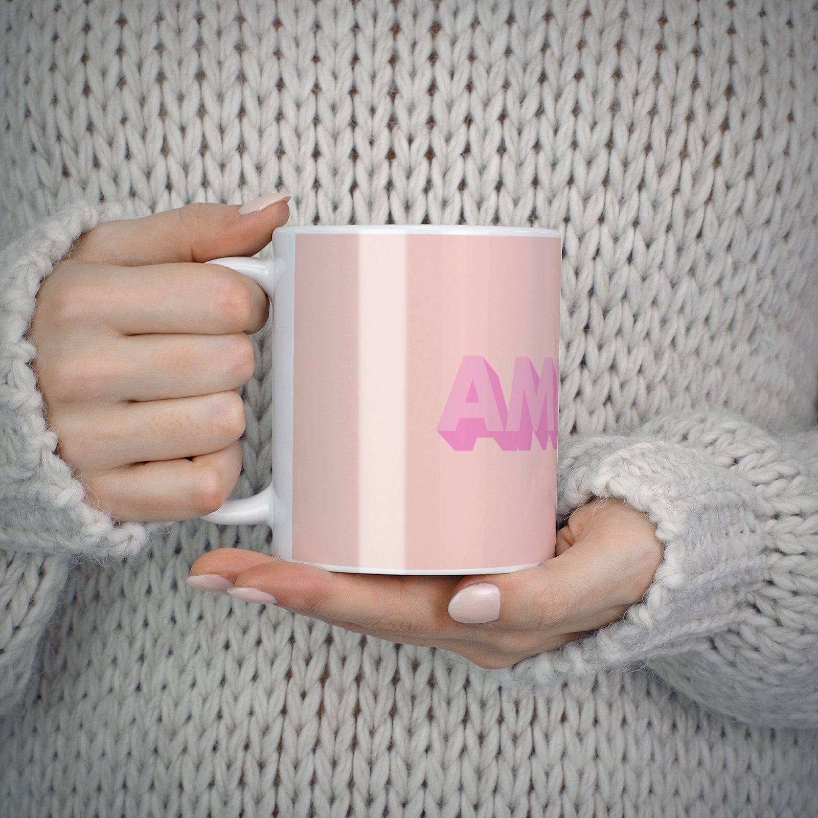 Personalised Peach Pink Name 10oz Mug Alternative Image 5