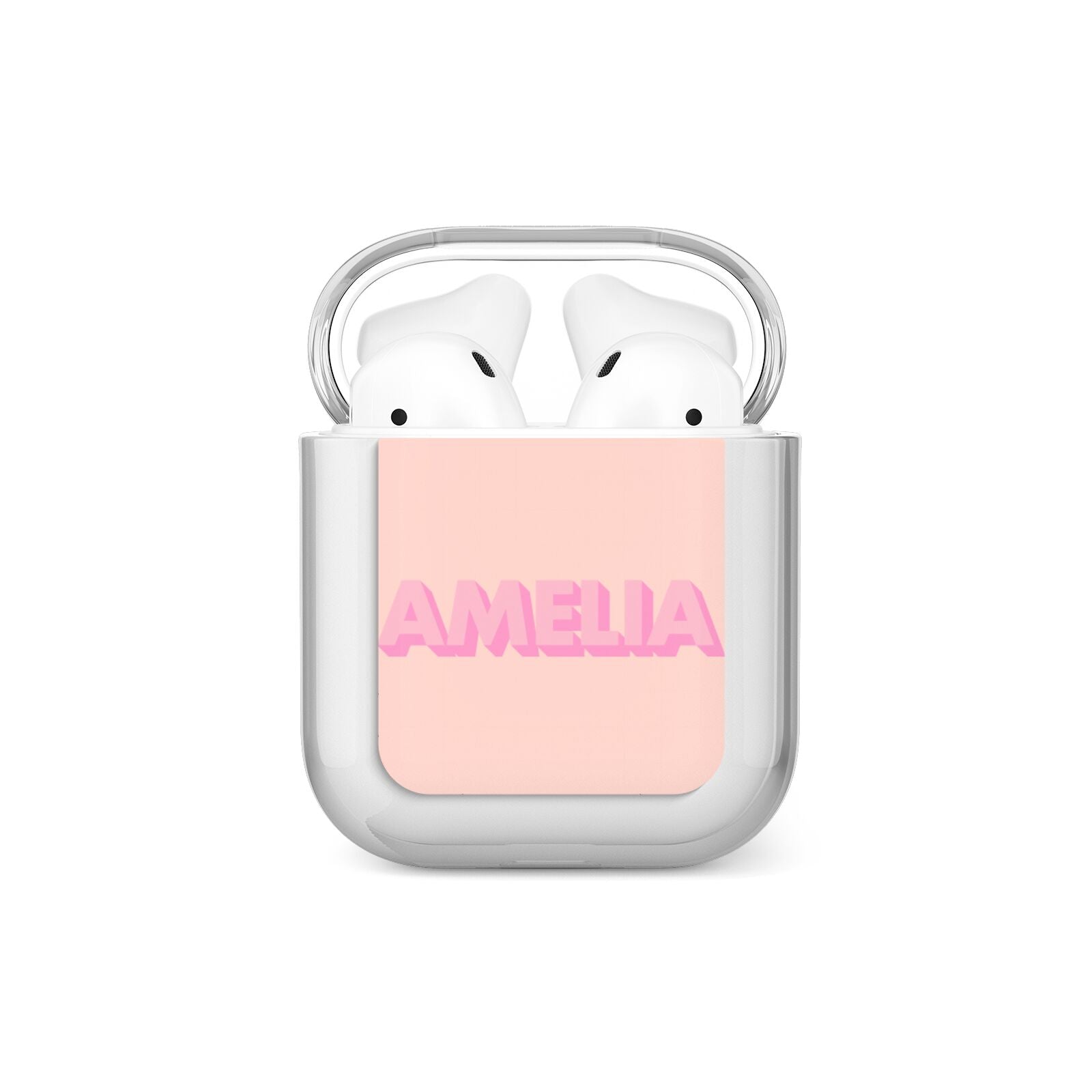 Personalised Peach Pink Name AirPods Case