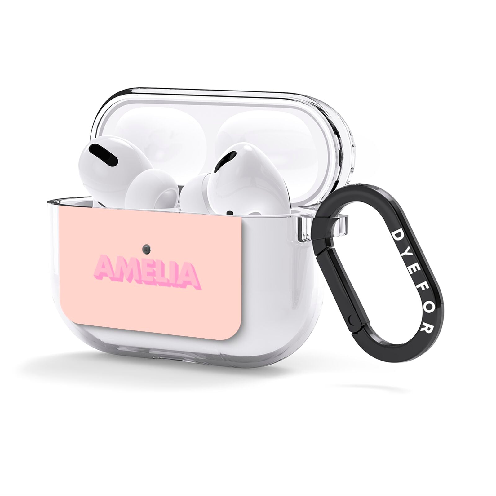 Personalised Peach Pink Name AirPods Clear Case 3rd Gen Side Image