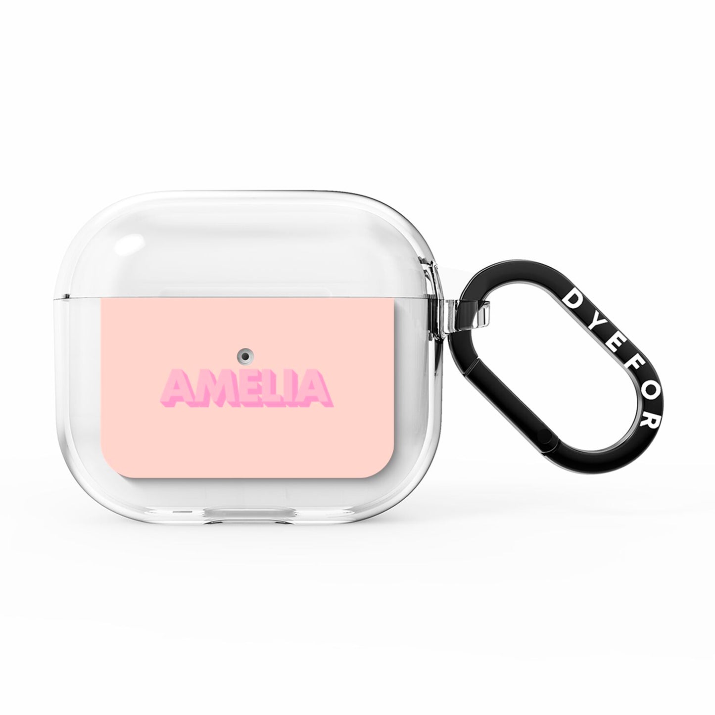 Personalised Peach Pink Name AirPods Clear Case 3rd Gen