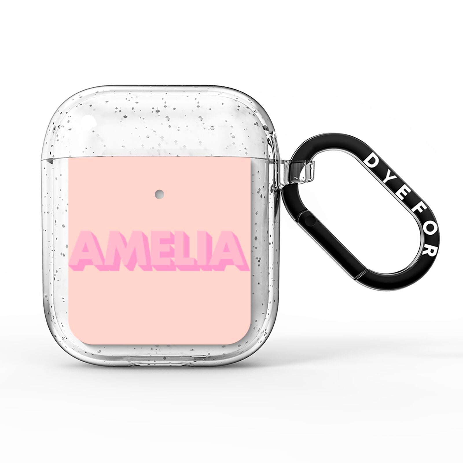 Personalised Peach Pink Name AirPods Glitter Case