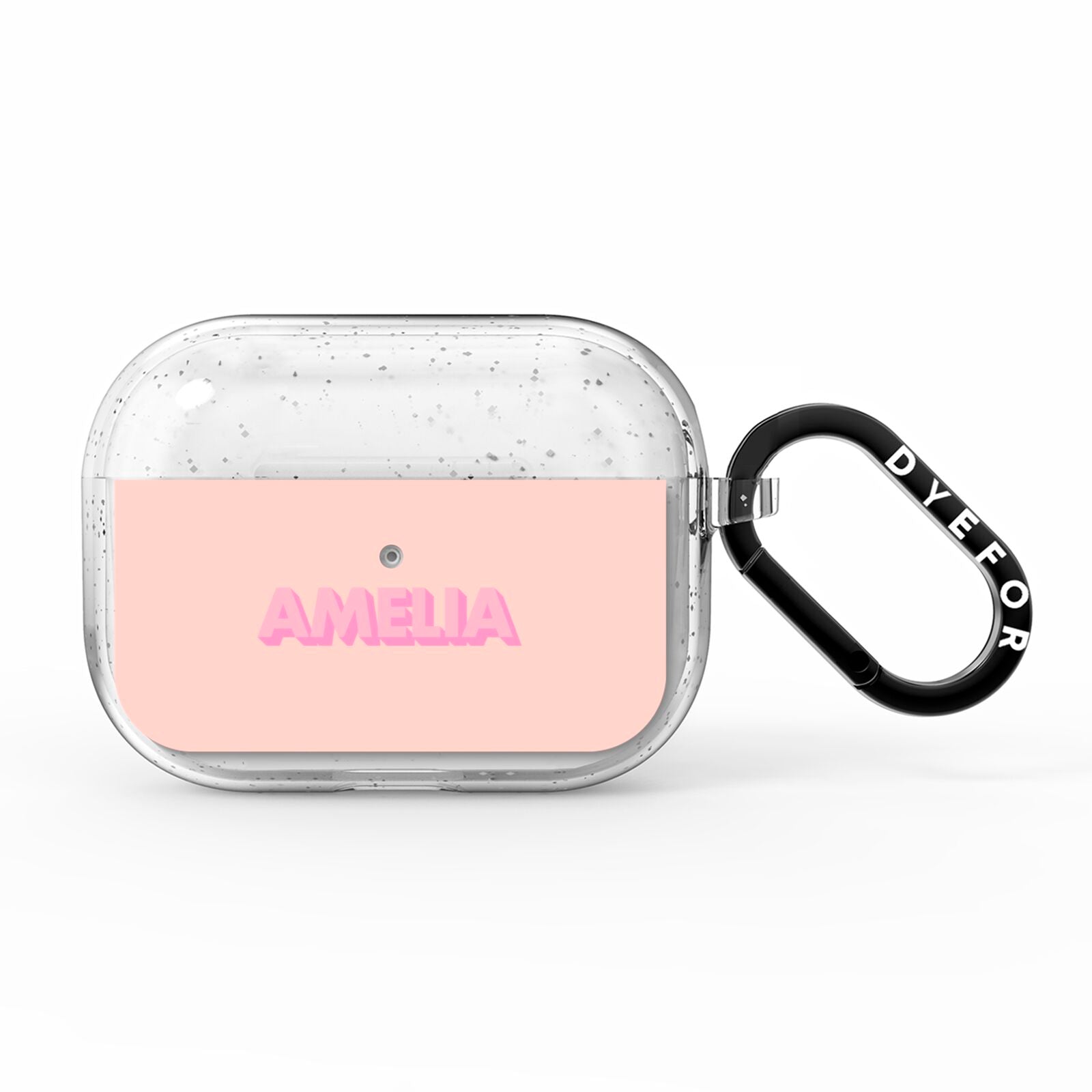 Personalised Peach Pink Name AirPods Pro Glitter Case
