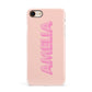 Personalised Peach Pink Name Apple iPhone 7 8 3D Snap Case
