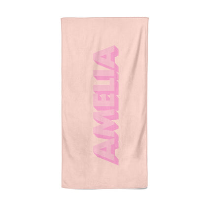 Personalised Peach Pink Name Beach Towel