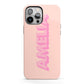 Personalised Peach Pink Name iPhone 13 Pro Max Full Wrap 3D Tough Case