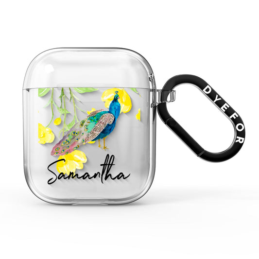 Personalised Peacock AirPods Clear Case