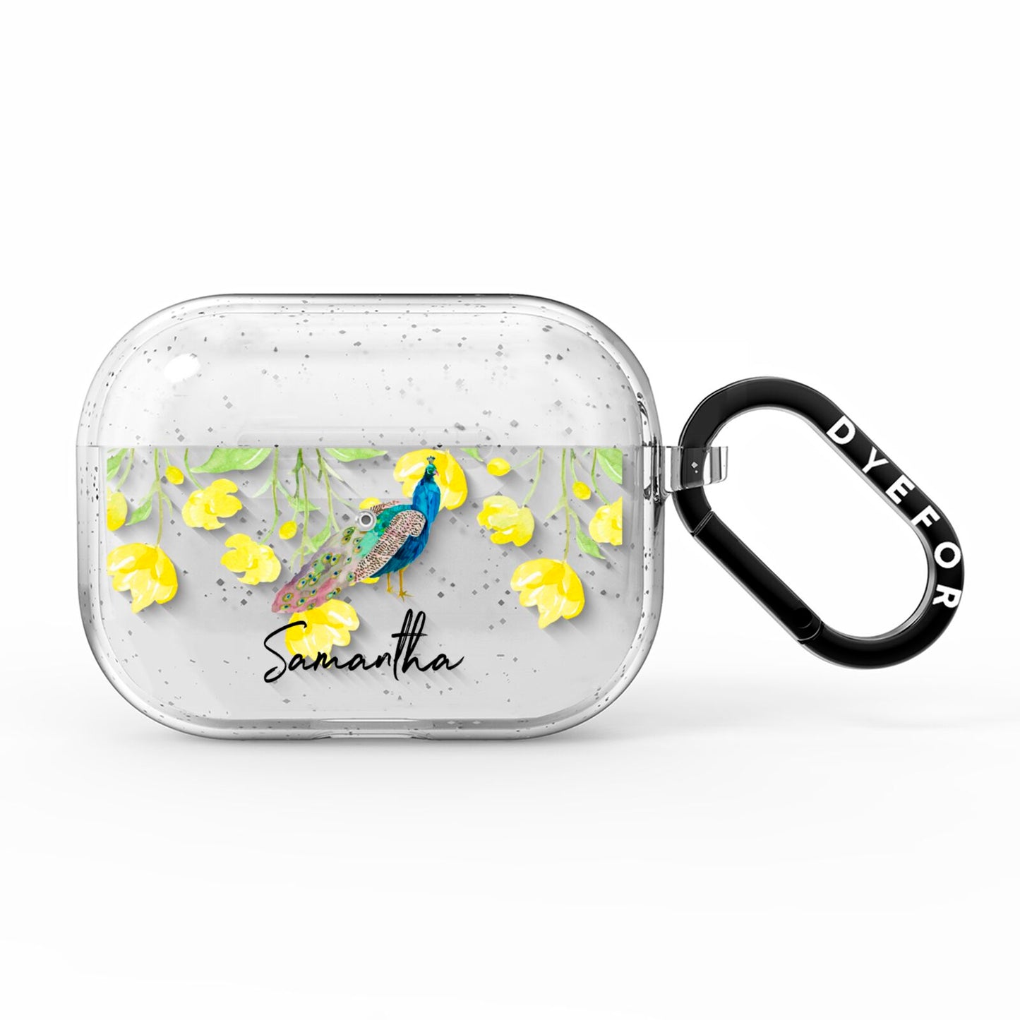 Personalised Peacock AirPods Pro Glitter Case