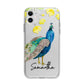 Personalised Peacock Apple iPhone 11 in White with Bumper Case