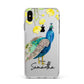Personalised Peacock Apple iPhone Xs Max Impact Case White Edge on Silver Phone