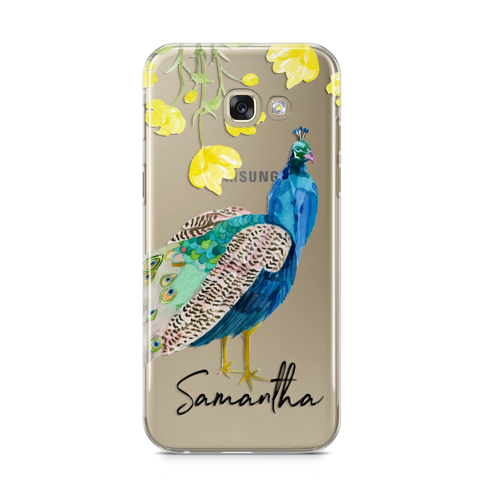 Personalised Peacock Samsung Galaxy A5 2017 Case on gold phone