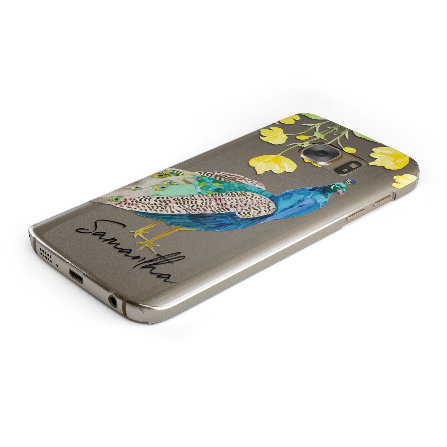 Personalised Peacock Samsung Galaxy Case Bottom Cutout