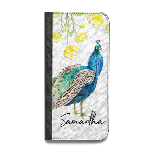 Personalised Peacock Vegan Leather Flip Samsung Case