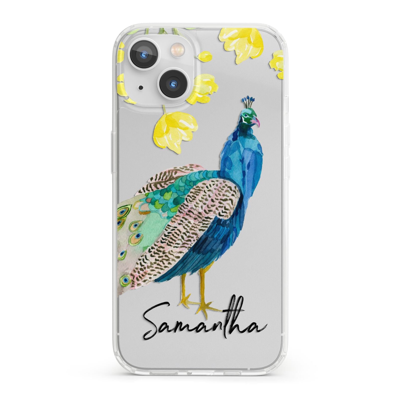 Personalised Peacock iPhone 13 Clear Bumper Case