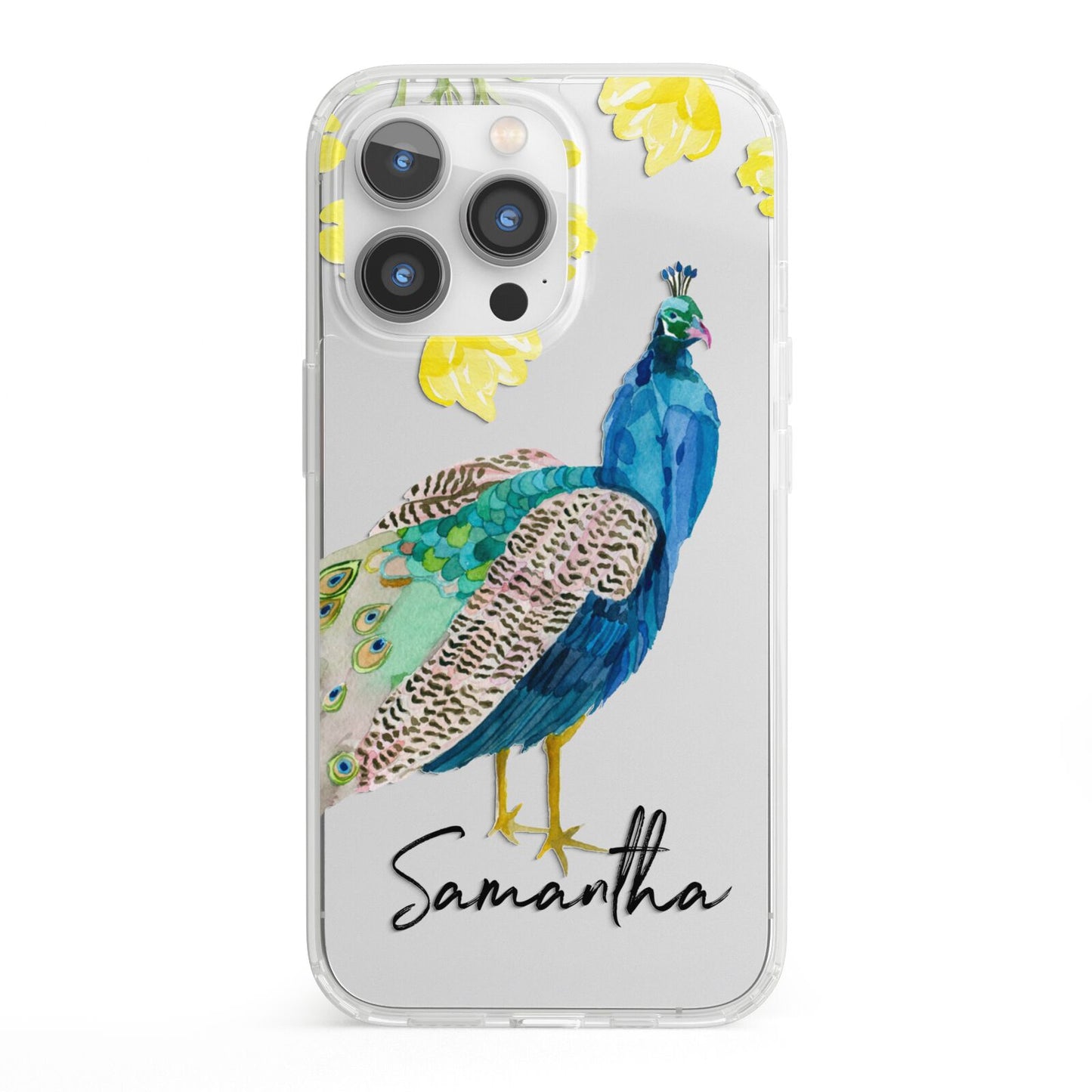 Personalised Peacock iPhone 13 Pro Clear Bumper Case