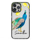 Personalised Peacock iPhone 13 Pro Max Black Impact Case on Silver phone