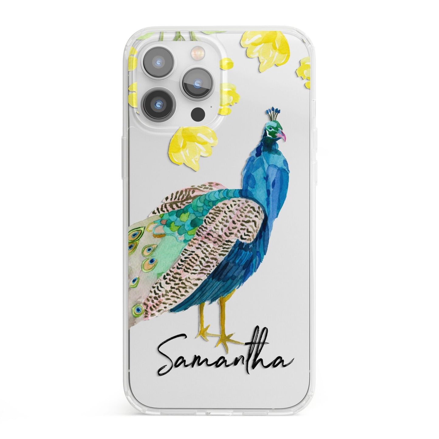 Personalised Peacock iPhone 13 Pro Max Clear Bumper Case