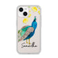 Personalised Peacock iPhone 14 Clear Tough Case Starlight
