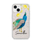 Personalised Peacock iPhone 14 Glitter Tough Case Starlight