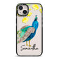 Personalised Peacock iPhone 14 Plus Black Impact Case on Silver phone