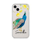 Personalised Peacock iPhone 14 Plus Clear Tough Case Starlight