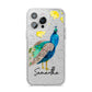 Personalised Peacock iPhone 14 Pro Max Glitter Tough Case Silver
