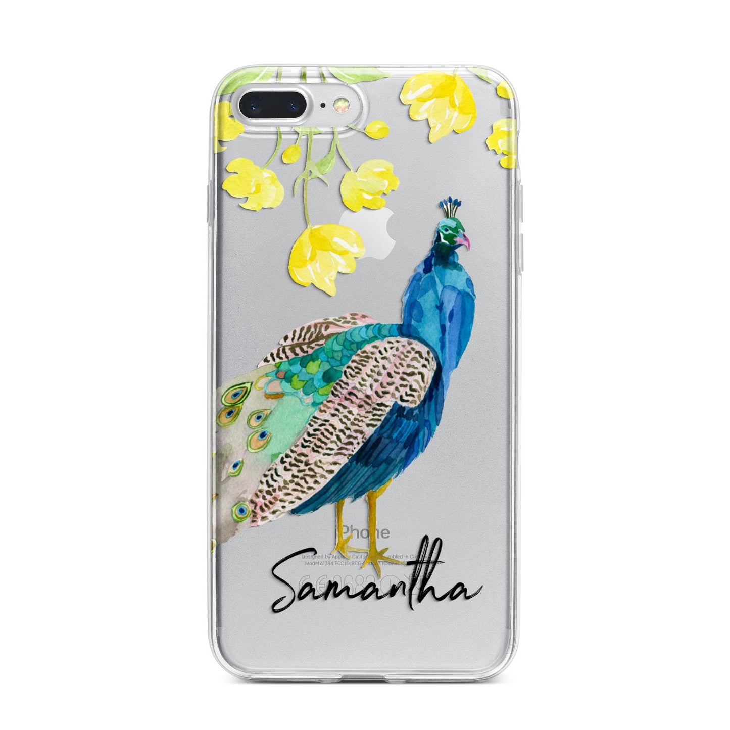 Personalised Peacock iPhone 7 Plus Bumper Case on Silver iPhone