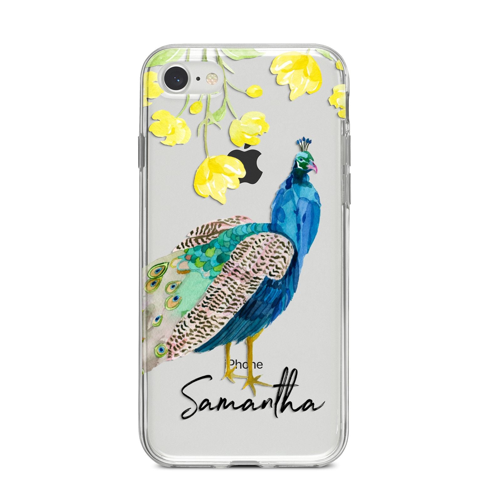 Personalised Peacock iPhone 8 Bumper Case on Silver iPhone