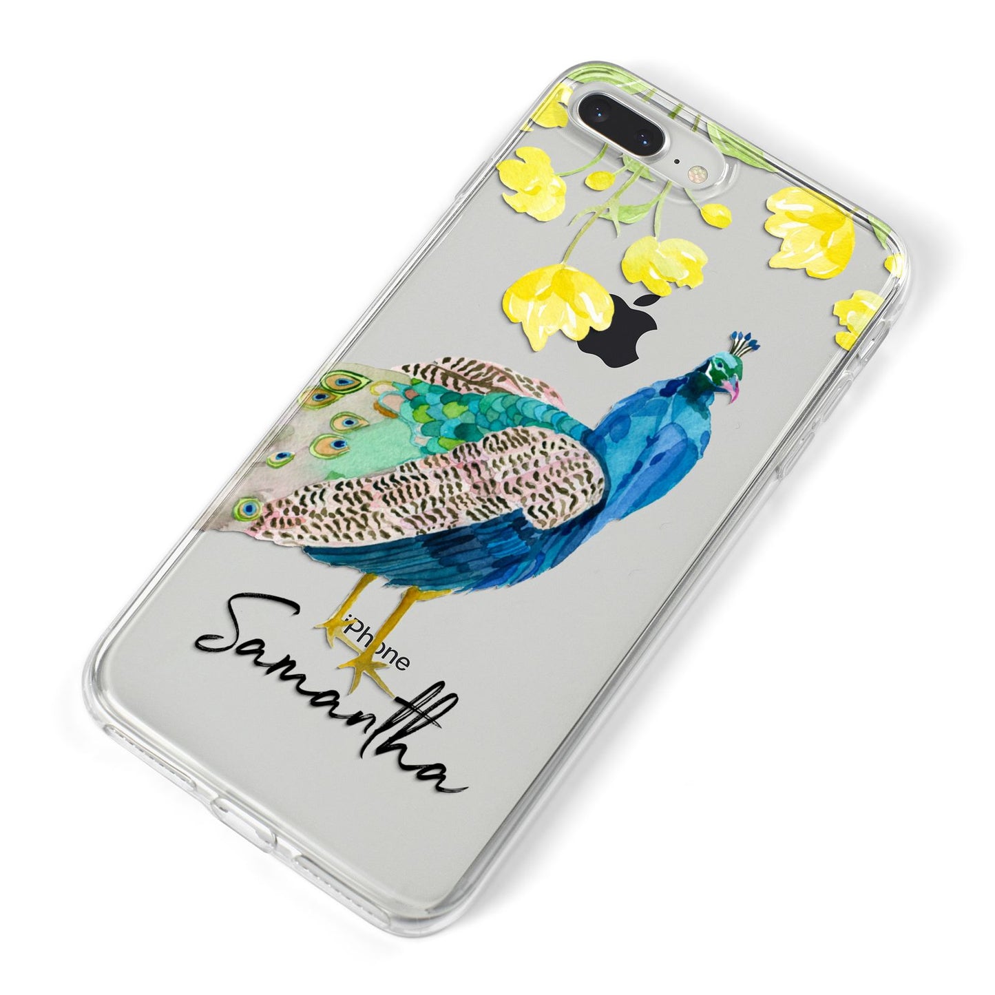 Personalised Peacock iPhone 8 Plus Bumper Case on Silver iPhone Alternative Image