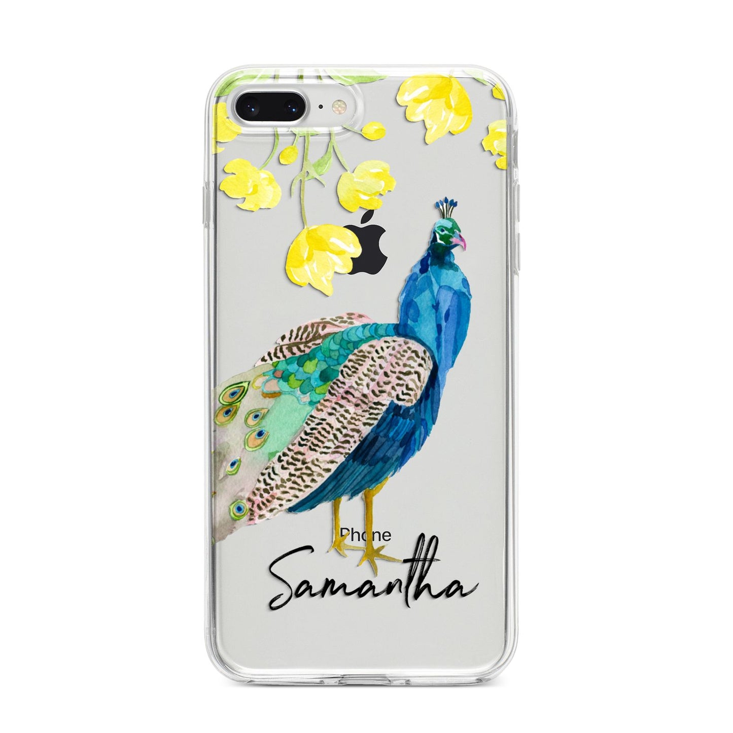 Personalised Peacock iPhone 8 Plus Bumper Case on Silver iPhone