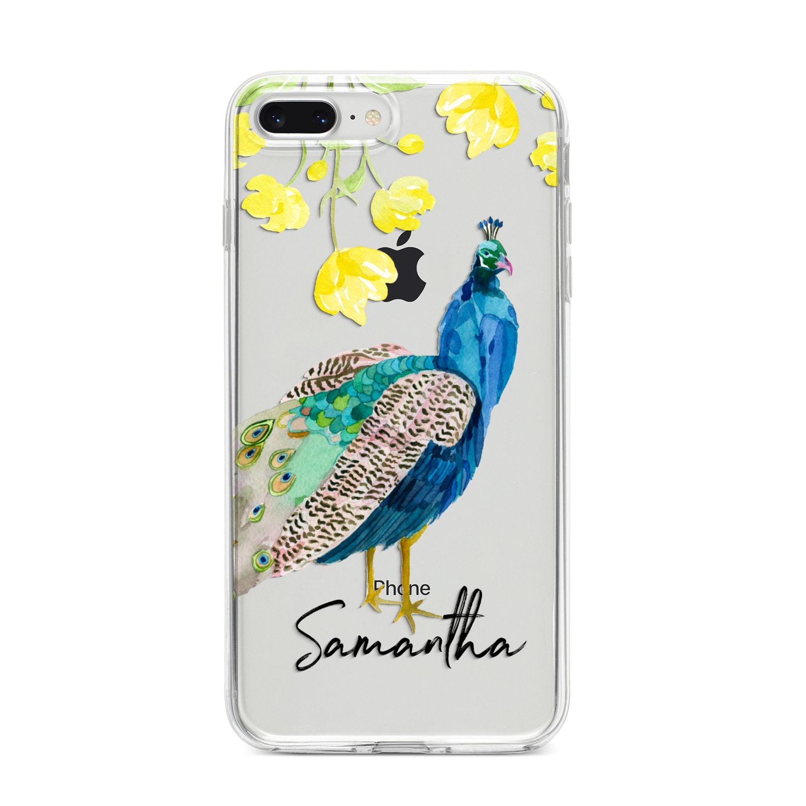Personalised Peacock iPhone 8 Plus Bumper Case on Silver iPhone