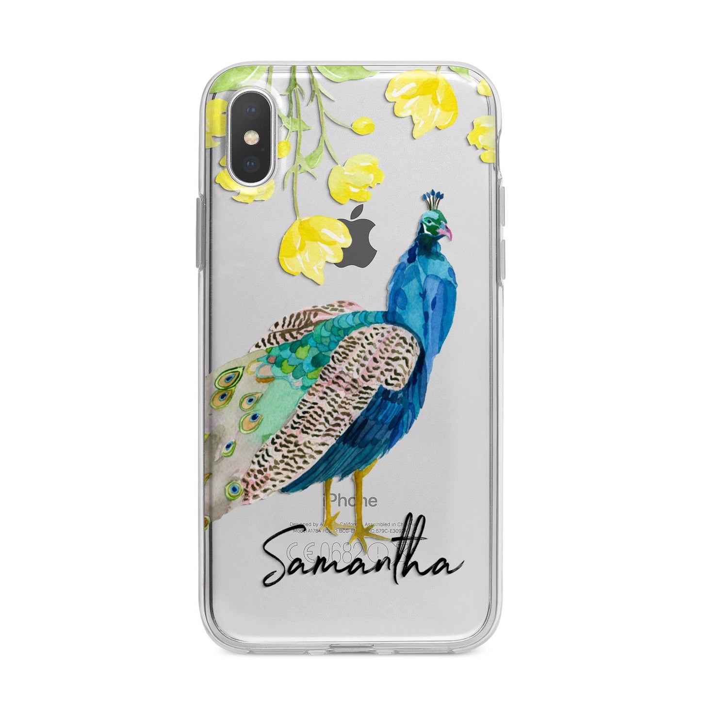 Personalised Peacock iPhone X Bumper Case on Silver iPhone Alternative Image 1