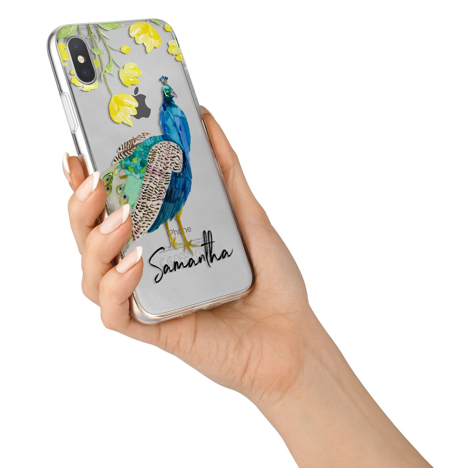 Personalised Peacock iPhone X Bumper Case on Silver iPhone Alternative Image 2