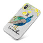 Personalised Peacock iPhone X Bumper Case on Silver iPhone