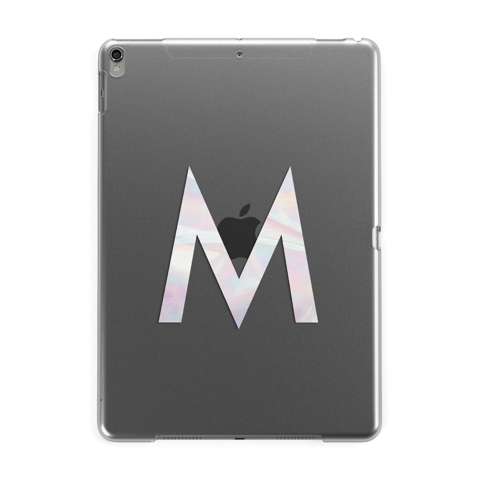 Personalised Pearl Marble Initial Clear Custom Apple iPad Grey Case