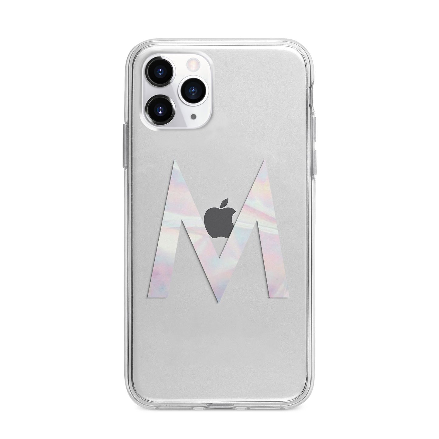 Personalised Pearl Marble Initial Clear Custom Apple iPhone 11 Pro Max in Silver with Bumper Case