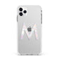 Personalised Pearl Marble Initial Clear Custom Apple iPhone 11 Pro Max in Silver with White Impact Case