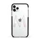Personalised Pearl Marble Initial Clear Custom Apple iPhone 11 Pro in Silver with Black Impact Case