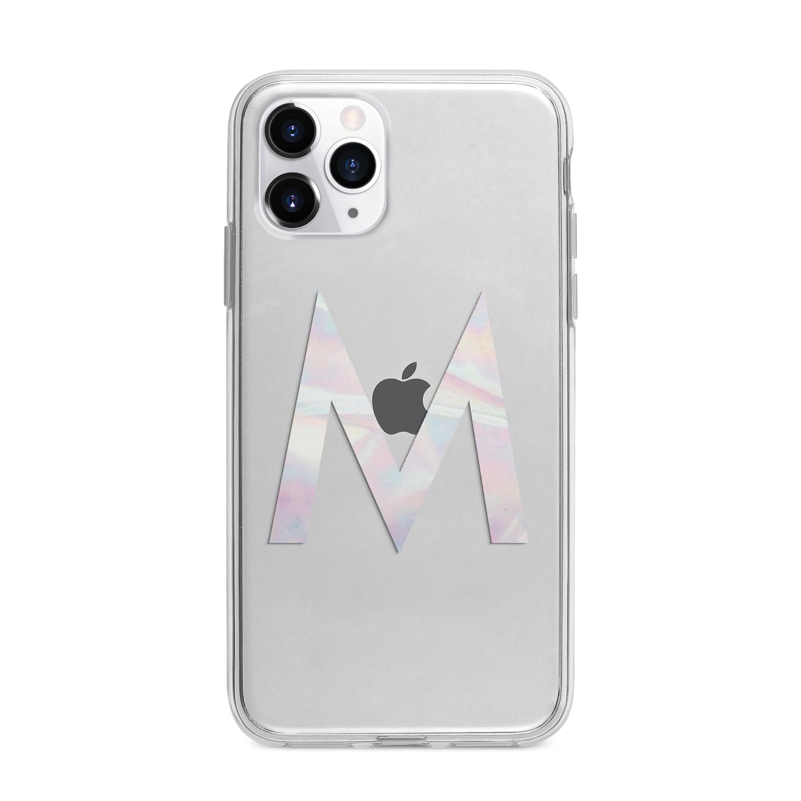 Personalised Pearl Marble Initial Clear Custom Apple iPhone 11 Pro in Silver with Bumper Case